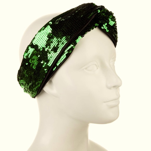 GUCCI - Green Sequin Knot Headband - Picture 1 of 12